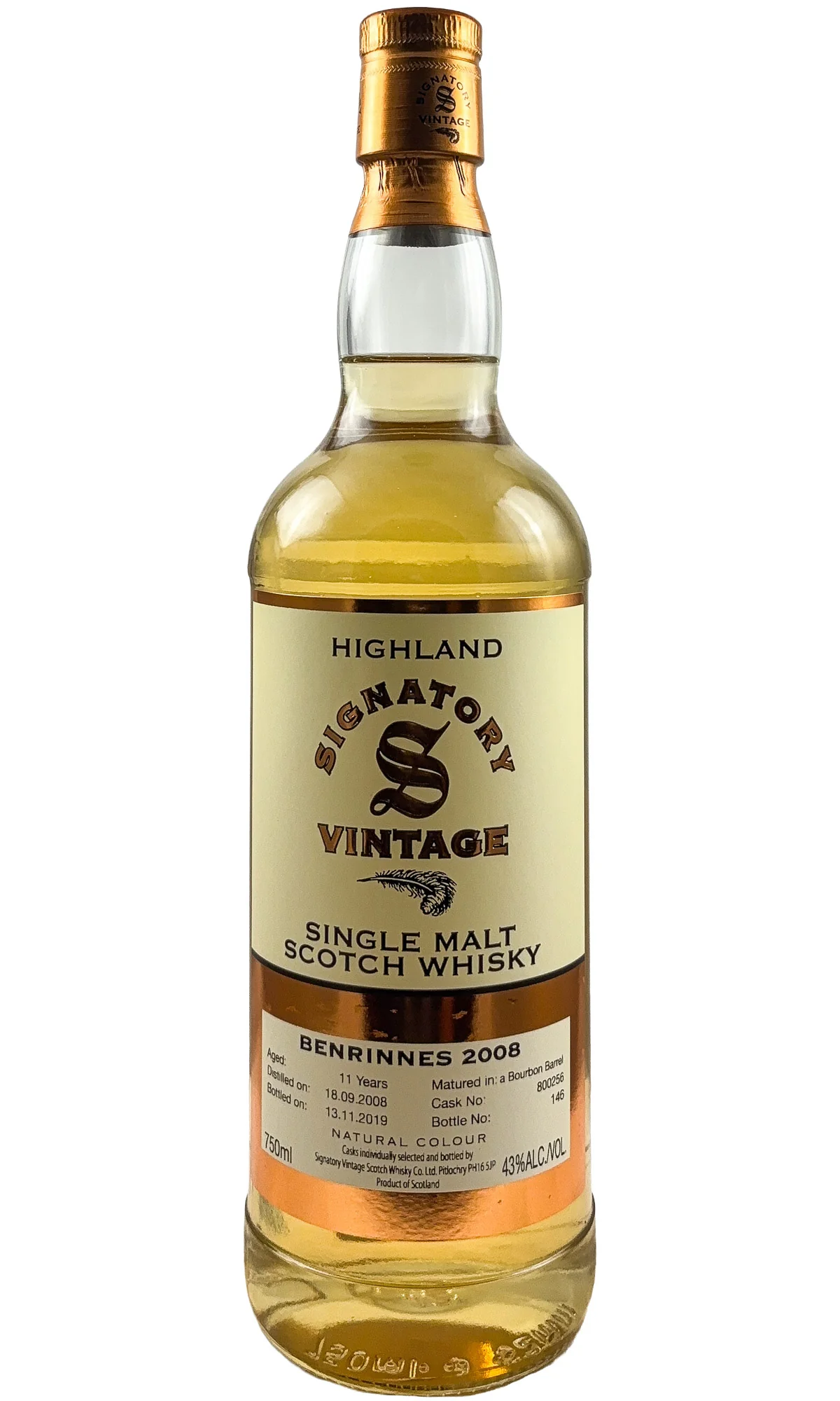 Benrinnes (Signatory Vintage), Highland Single Malt Scotch Whisky 11 Year Old, 2008