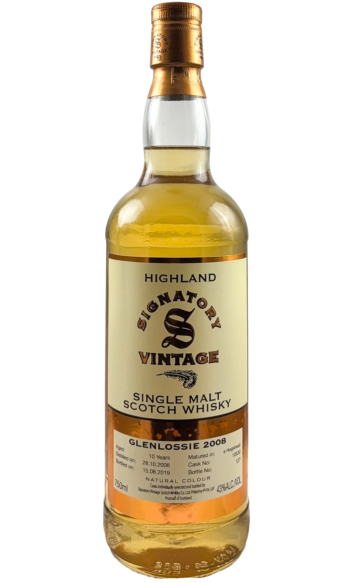 Glenlossie (Signatory Vintage), Highland Single Malt Scotch Whisky 10 Year Old, 2008