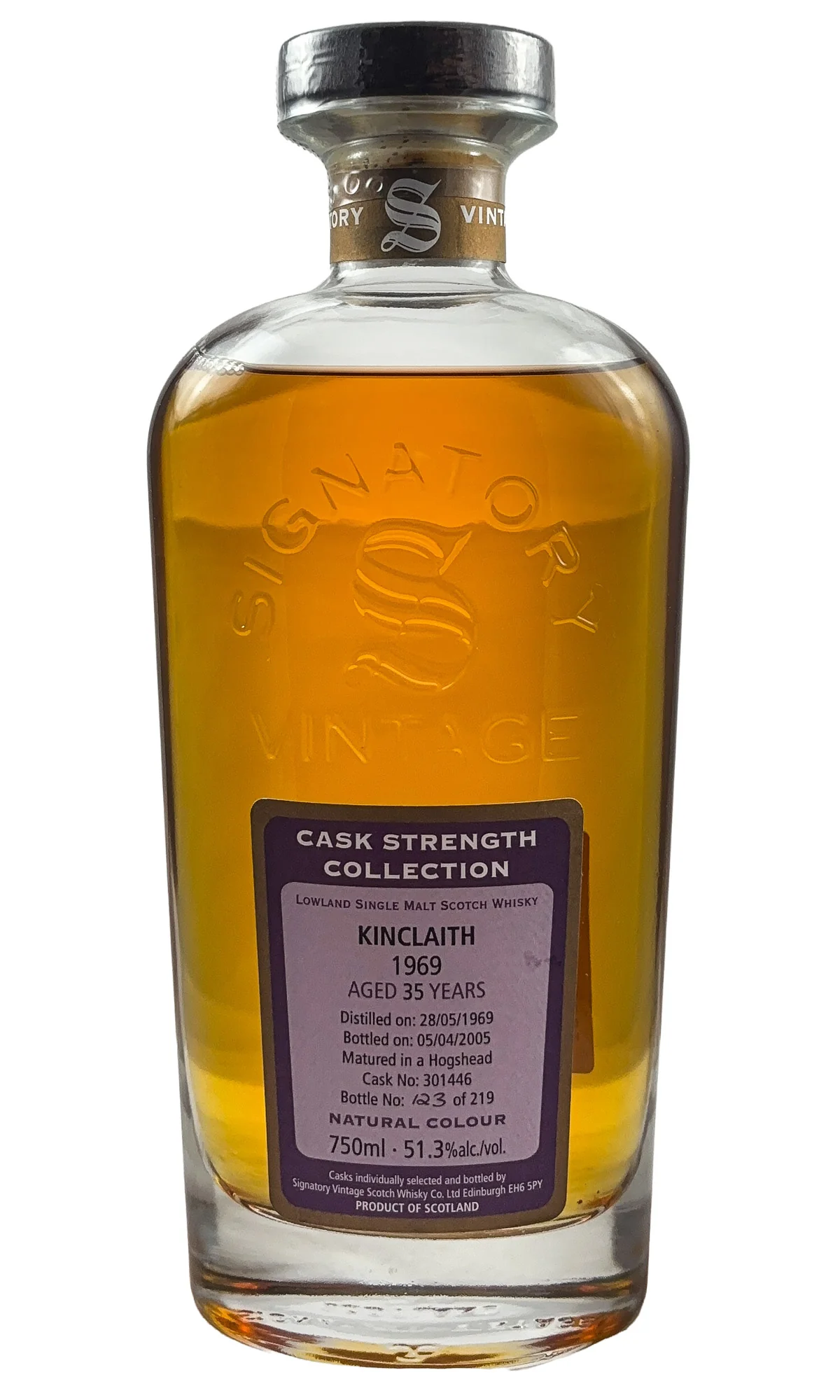 Kinclaith (Signatory Vintage), Lowland Single Malt Scotch Whisky 35 Year Old Cask Strength, 1969