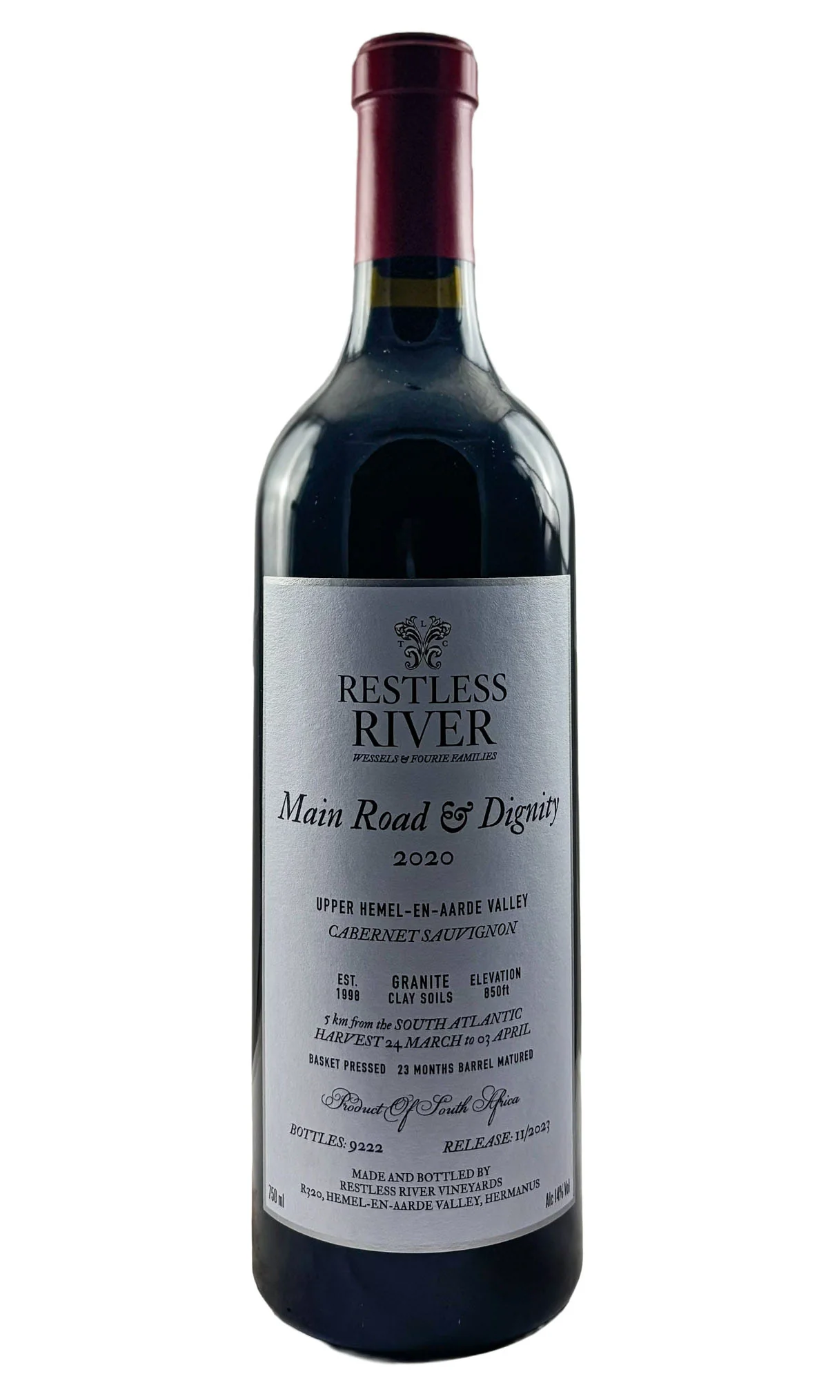 Restless River, Cabernet Sauvignon Main Road & Dignity, 2020