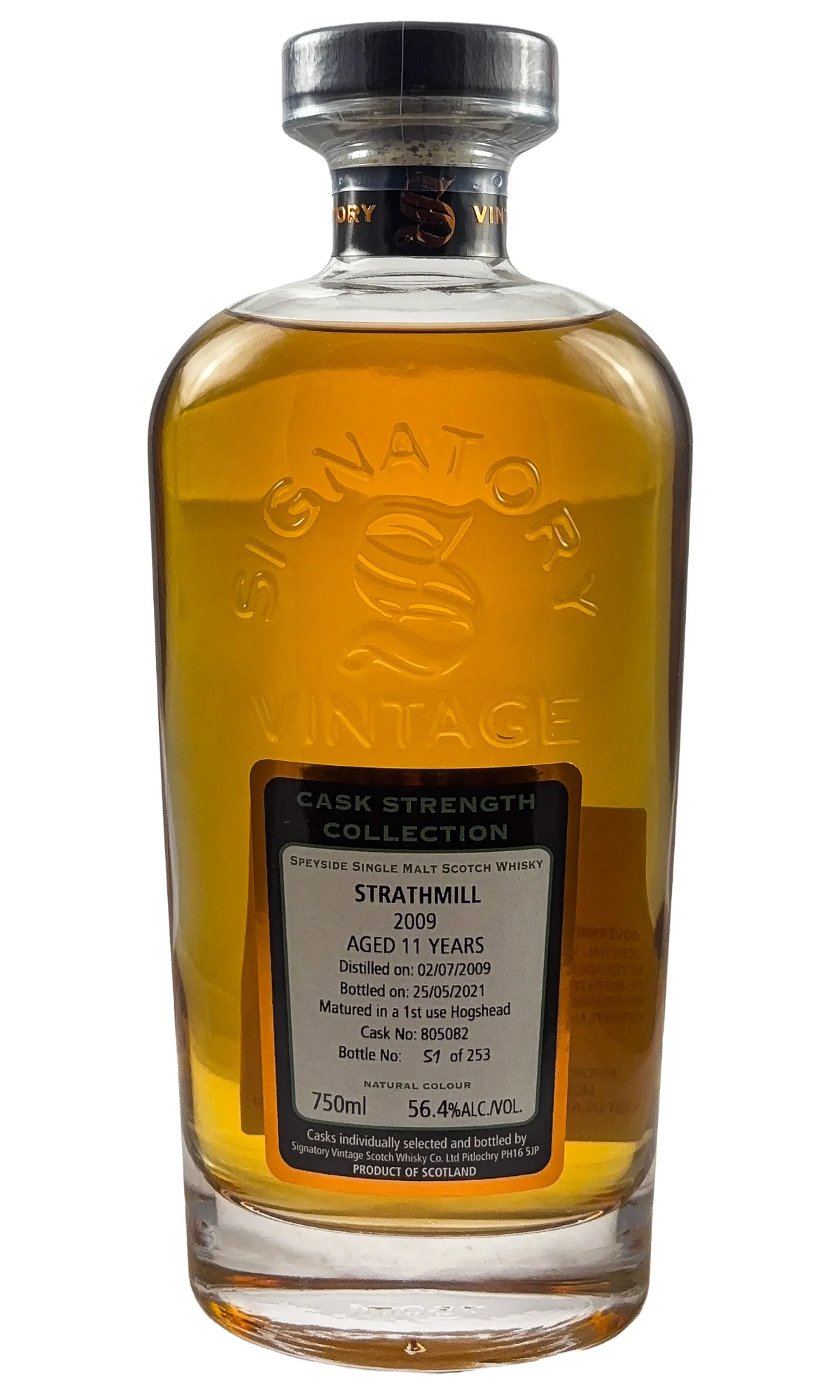 Strathmill (Signatory Vintage), Speyside Single Malt Scotch Whisky 11 Year Old Cask Strength, 2009